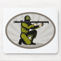 World War two soldier aiming a bazooka Mouse Pad