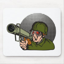 World War two soldier aiming a bazooka Mouse Pads