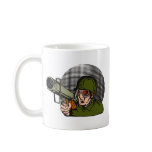 World War two soldier aiming a bazooka mugs