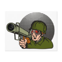 World War two soldier aiming a bazooka Post Cards