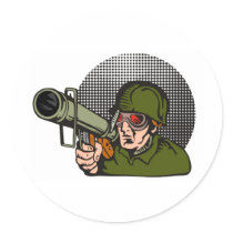 World War two soldier aiming a bazooka Sticker