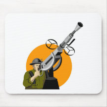 World war two soldier with anti-aircraft gun mouse pad