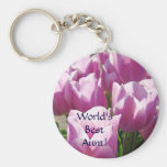 World's Best Aunt! keychain Pink Purple Dahlia