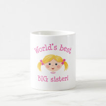 Worlds best big sister - blonde hair coffee mugs
