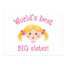 Worlds best big sister - blonde hair postcards