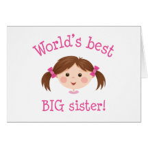 Worlds best big sister - brown hair cards