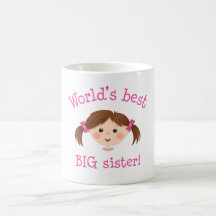 Worlds best big sister - brown hair coffee mug