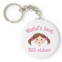 Worlds best big sister - brown hair keychains