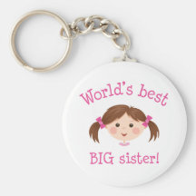 Worlds best big sister - brown hair keychains