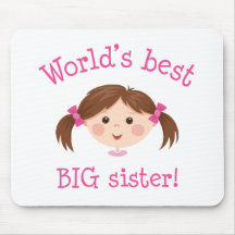Worlds best big sister - brown hair mousepad