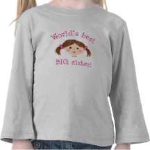 Worlds best big sister - brown hair t-shirt