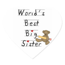 World's Best Big Sister Gifts Heart Stickers