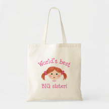 Worlds best big sister - red haired girl canvas bag