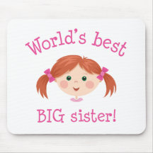 Worlds best big sister - red haired girl mouse pad