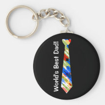 World's Best Dad Multi-Colour Colourful Fake Tie Keychain