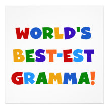 World's Best-est Gramma Bright Colours Personalized Announcement