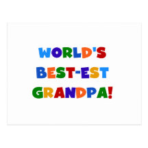 World's Best-est Grandpa Bright Colours Gifts Post Cards