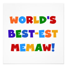 World's Best-est Memaw Bright Colours Tshirts Personalized Invitations