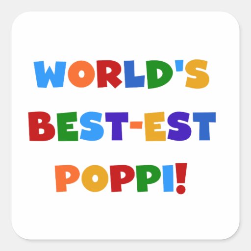 World's Best-est Poppi Bright Colours Gifts Square Stickers