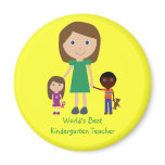 World's Best Kindergarten Teacher Cute Cartoon magnets