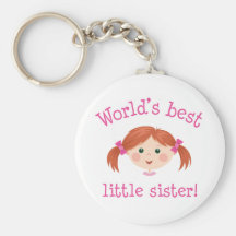 Worlds best little sister - red haired girl keychain