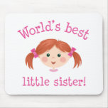 Worlds best little sister - red haired girl mousepads