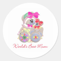 World's Best Mum (bears) Round Sticker