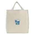World's Best Mum  Blue Sweet Pea Tote Bag embroidered bags