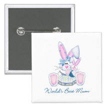World's Best Mum (bunnies) Pinback Button