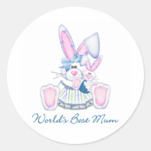 World's Best Mum (bunnies) Round Sticker