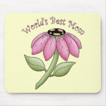 World's Best Mum Pink Flower Mouse Mats