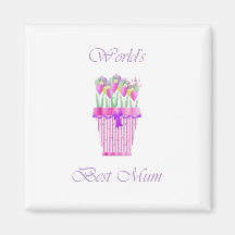 World's Best Mum (pink flowers) Refrigerator Magnet