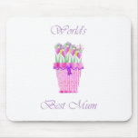 World's Best Mum (pink flowers) Mouse Mat