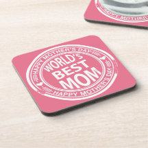World's Best mum rubber stamp effect Coaster