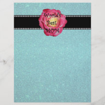 World's best mum turquoise glitter flyer