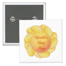 World's Best Mum (yellow flower) Buttons