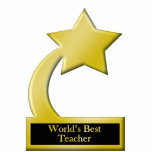 World's Best Teache, Gold Star Award Trophy photo sculptures