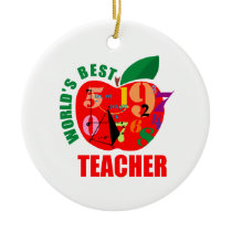 World's Best Teacher Apple Christmas Tree Ornaments