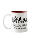 World's Best Teacher sparrows silhouette branch Coffee Mugs