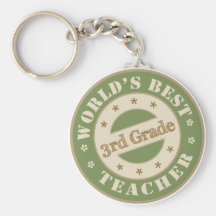 Worlds Best Third Grade Teacher Keychain