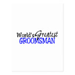 Worlds Greastest Groomsman Blue Black Postcard