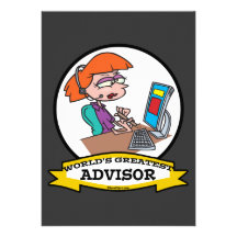 WORLDS GREATEST ADVISOR WOMEN CARTOON CUSTOM ANNOUNCEMENT