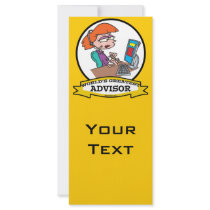 WORLDS GREATEST ADVISOR WOMEN CARTOON RACK CARD DESIGN