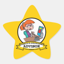 WORLDS GREATEST ADVISOR WOMEN CARTOON STAR STICKER