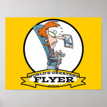 WORLDS GREATEST AIRPLANE FLYER WOMEN CARTOON POSTER