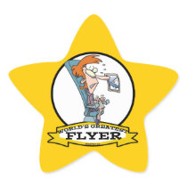 WORLDS GREATEST AIRPLANE FLYER WOMEN CARTOON STAR STICKER