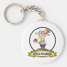 WORLDS GREATEST APPLE POLISHER CARTOON KEYCHAIN