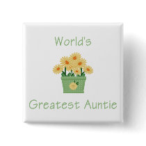 World's Greatest Auntie (flower) Pin