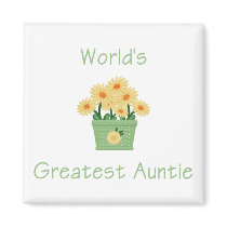 World's Greatest Auntie (flower) Fridge Magnets