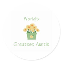 World's Greatest Auntie (flower) Round Sticker